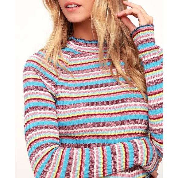 Free People Tops - Free people mirror mock neck top long sleeves Sz M